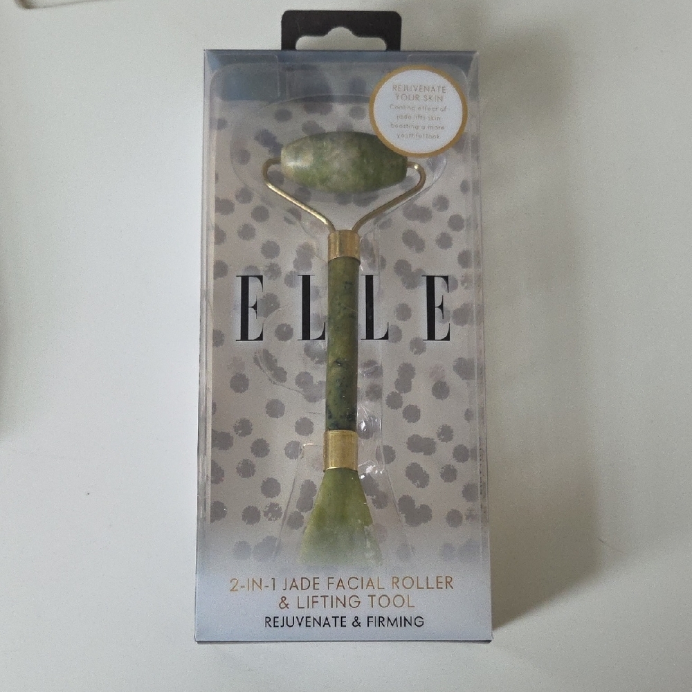 ELLE Jade Facial Roller & Lifting Tool NEW